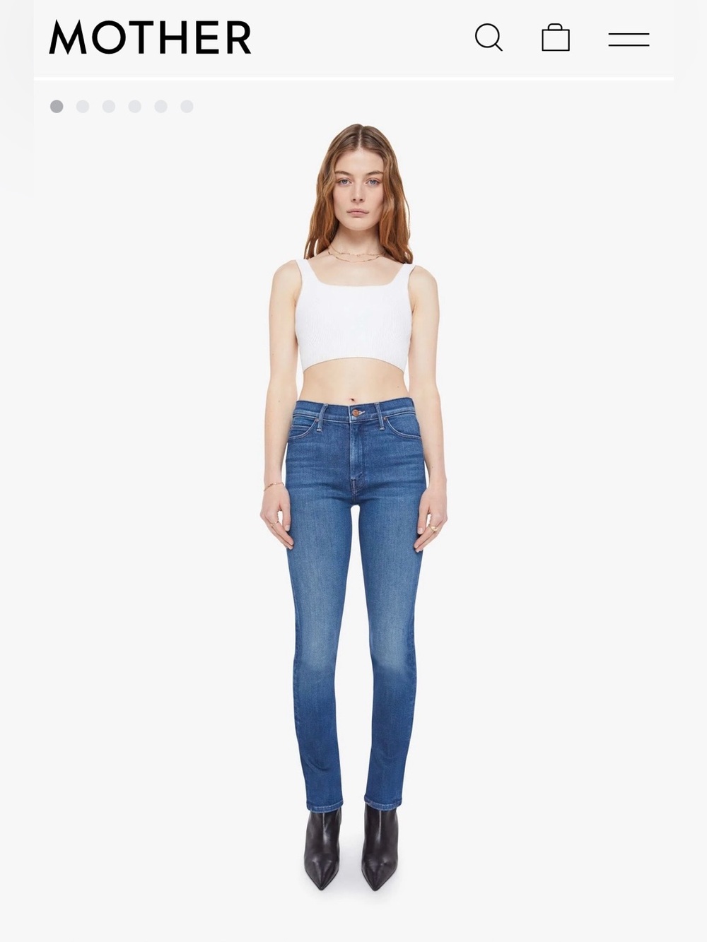 MOTHER Skinny High-Rise Jeans in Medium Blue Wash